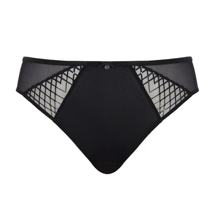 Ella High Leg Brief Black Sequin