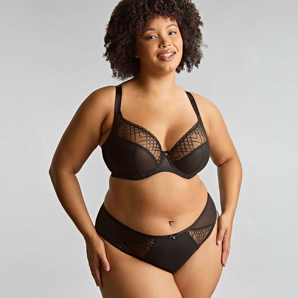 Ella High Leg Brief Black Sequin