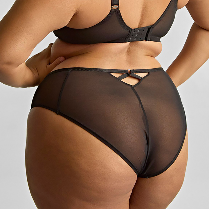 Ella High Leg Brief Black Sequin