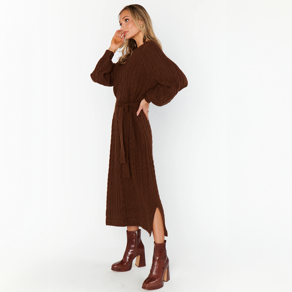 Barb Sweater Dress Chocolate