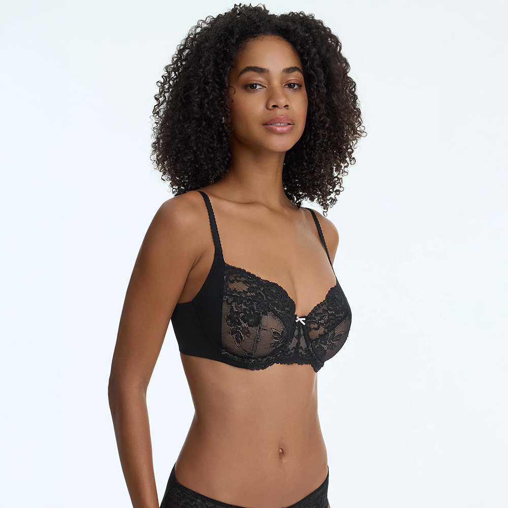 Captivate Full Coverage Unlined Lace Bra Black