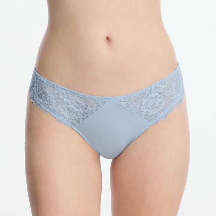 Minx Lace Trim Thong Blue Moon