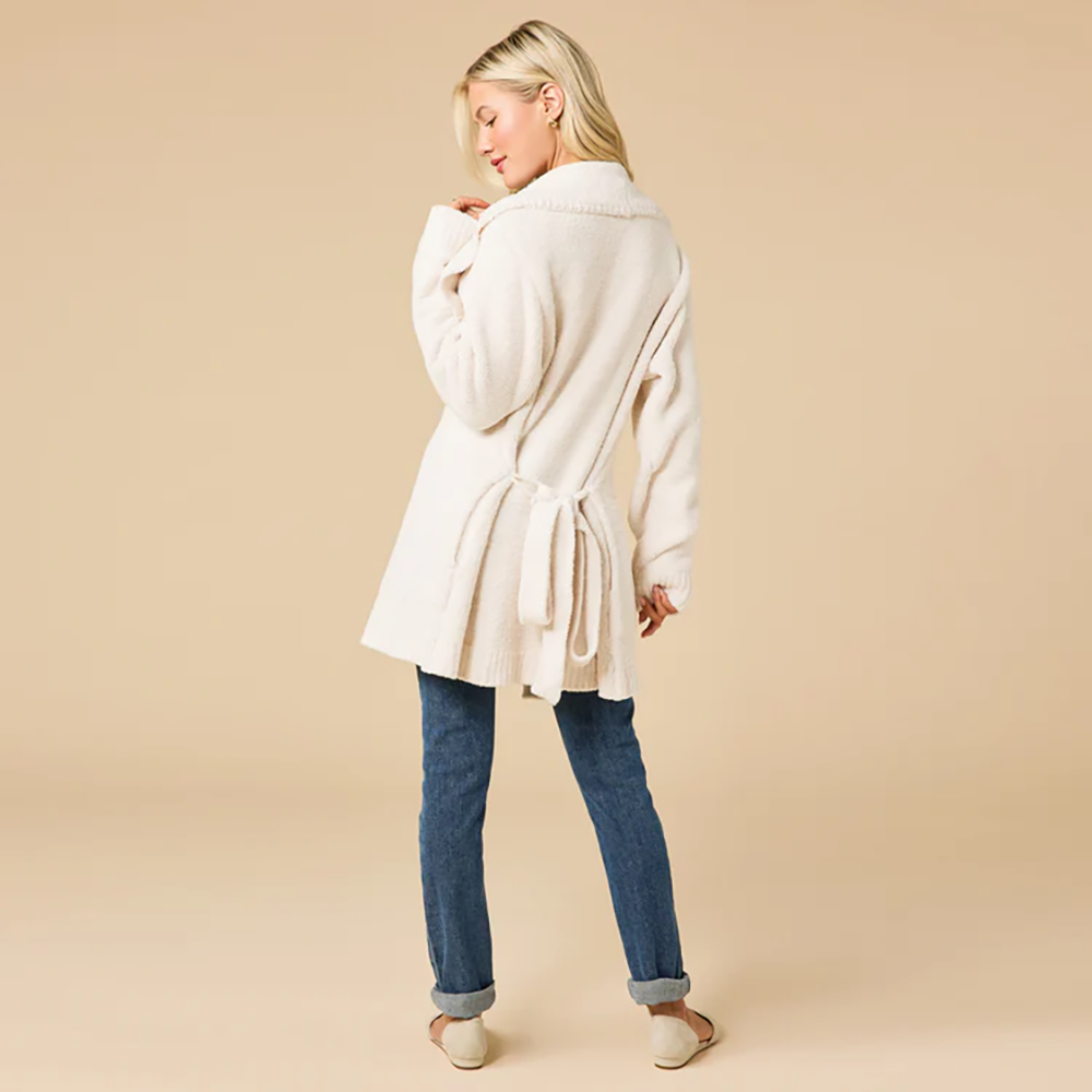 Ultra-Marshmallow Wrap Cardigan with Exaggerated Collar