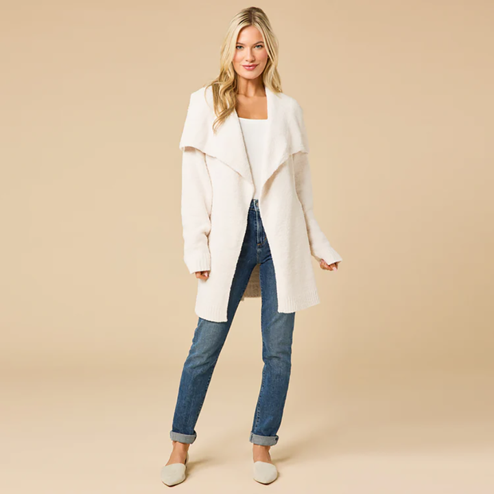 Ultra-Marshmallow Wrap Cardigan with Exaggerated Collar