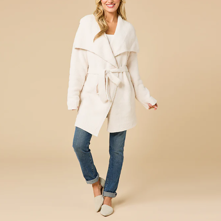 Ultra-Marshmallow Wrap Cardigan with Exaggerated Collar