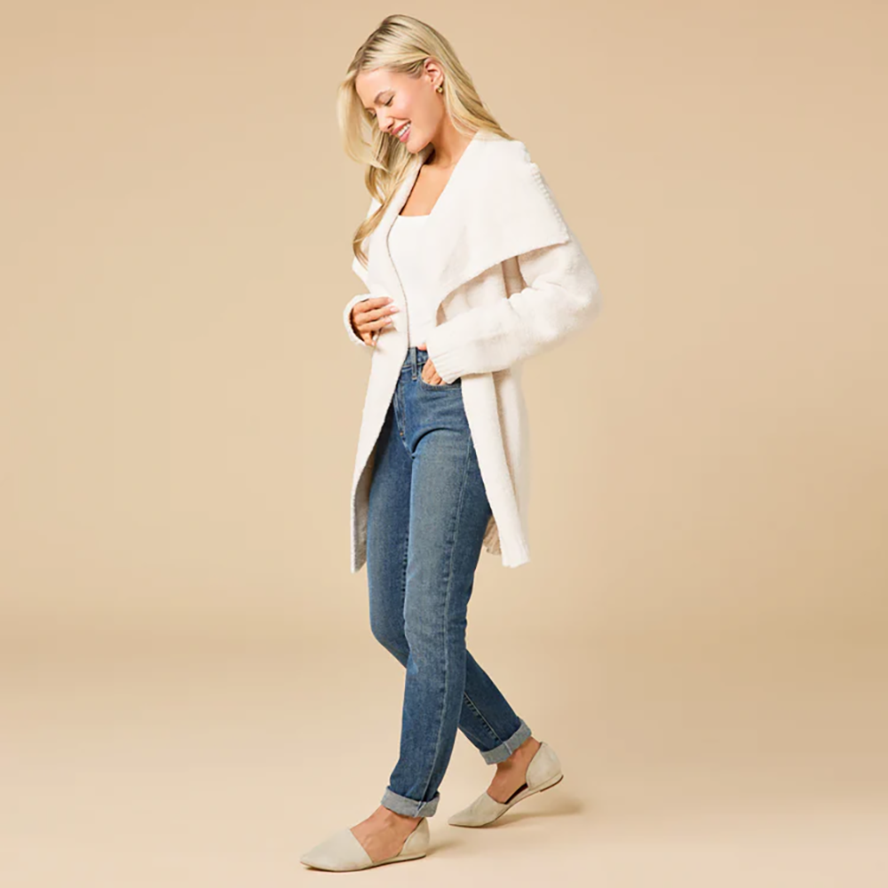 Ultra-Marshmallow Wrap Cardigan with Exaggerated Collar