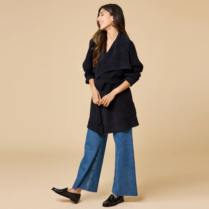 Ultra-Marshmallow Wrap Cardigan with Exaggerated Collar