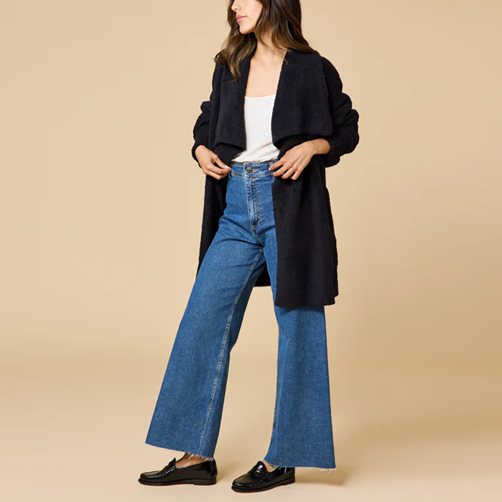 Ultra-Marshmallow Wrap Cardigan with Exaggerated Collar