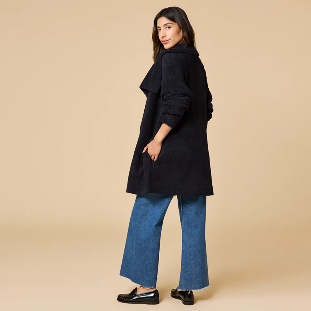 Ultra-Marshmallow Wrap Cardigan with Exaggerated Collar