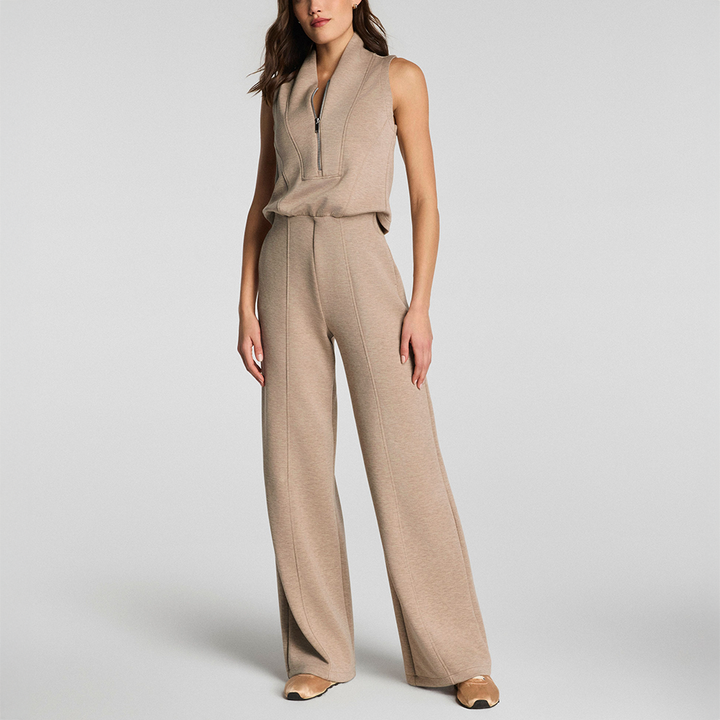 AirEssentials Shawl Collar Half Zip Jumpsuit Dune Heather