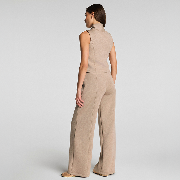 AirEssentials Shawl Collar Half Zip Jumpsuit Dune Heather