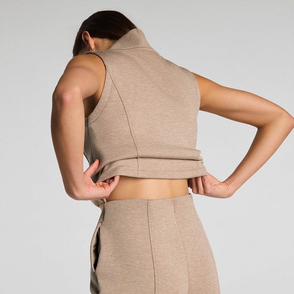 AirEssentials Shawl Collar Half Zip Jumpsuit Dune Heather