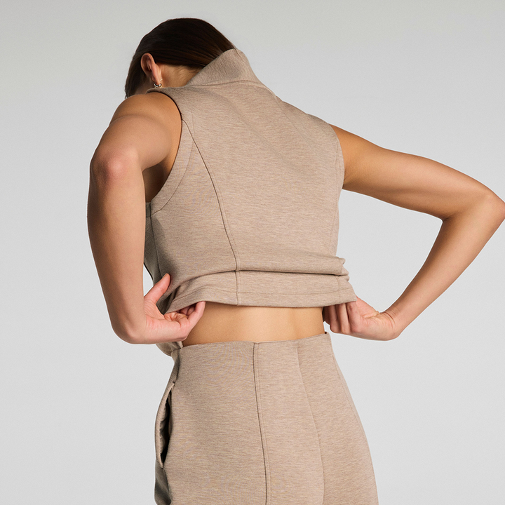 AirEssentials Shawl Collar Half Zip Jumpsuit Dune Heather