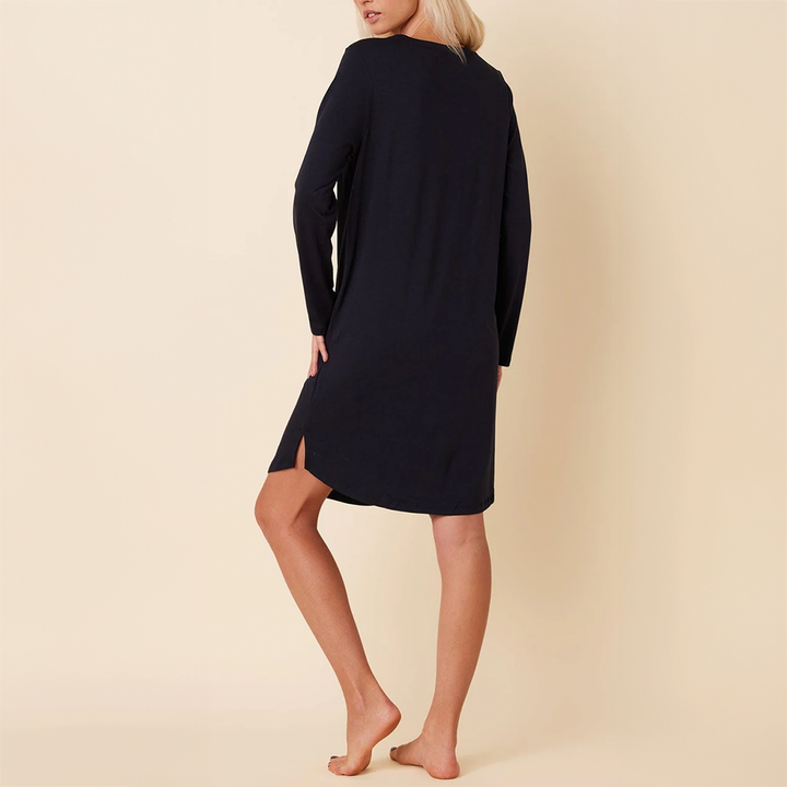 Classic Pima Knit Long-Sleeved Sleep Shirt Black