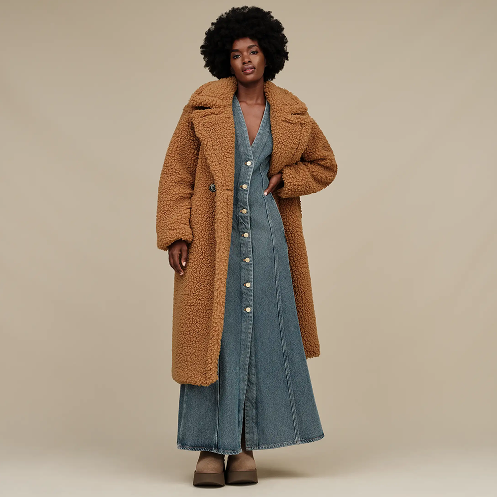 Gertrude Long Teddy Coat Chestnut