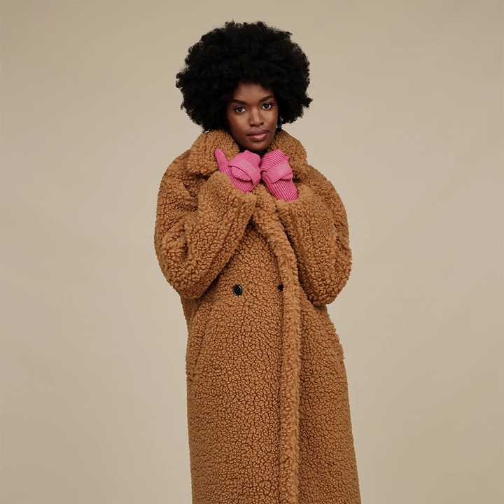 Gertrude Long Teddy Coat Chestnut