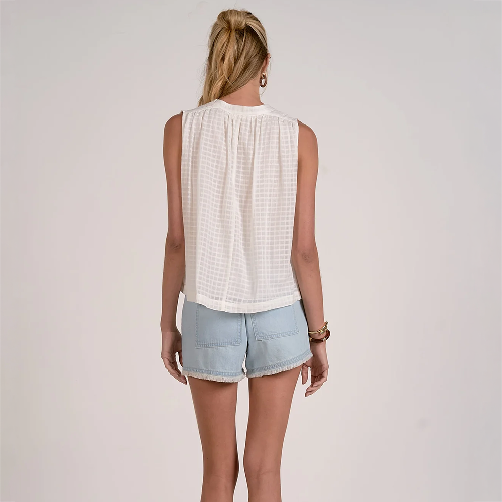 Woven Tie V-Neck Sleeveless Flowy Top