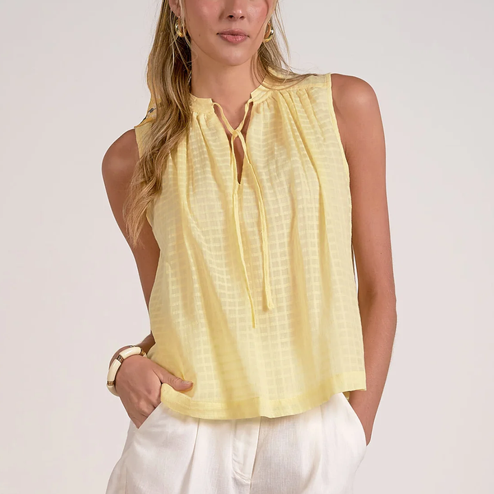 Woven Tie V-Neck Sleeveless Flowy Top
