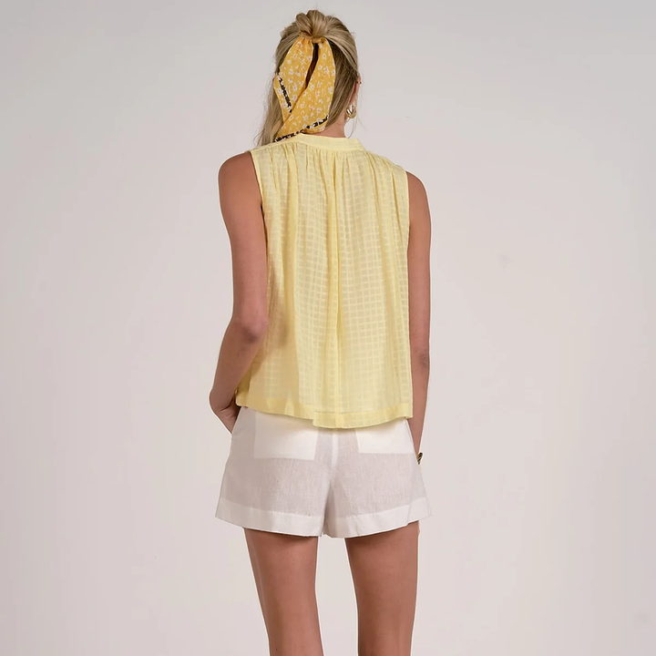 Woven Tie V-Neck Sleeveless Flowy Top