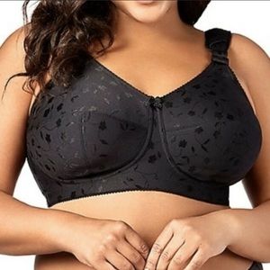  Womens Plus Size Soft Cotton Lace Bra Full Coverage Wirefree  Non-Padded 44-H Gray