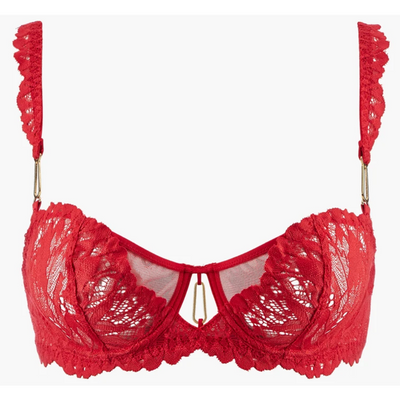 Victorias Secret Unlined Demi Bra DESIRE Pink Red Lace Crystals