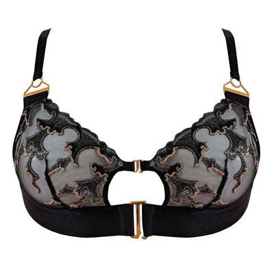 contrasting lace trimmed wireless bra