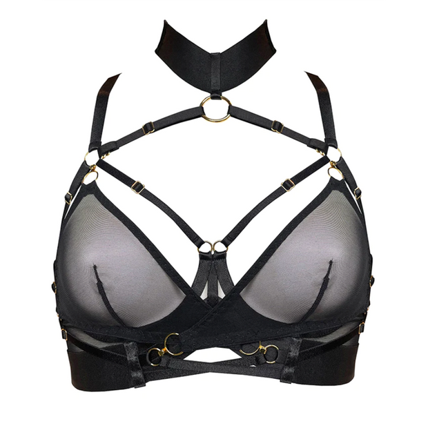 Buy Idea's Strappy Caged Bralette - One Size- Black Online at