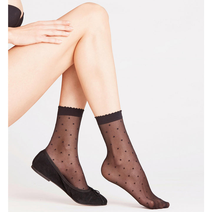 Anklet Dot Thin Socks Black