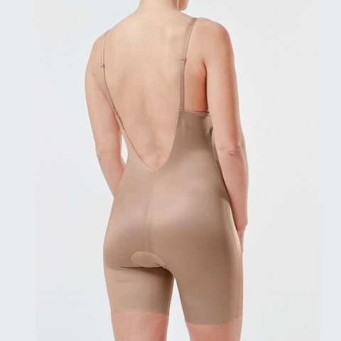 Spanx Suit Your Fancy Plunge Low-Back Mid-Thigh Bodysuit 10157R Beige