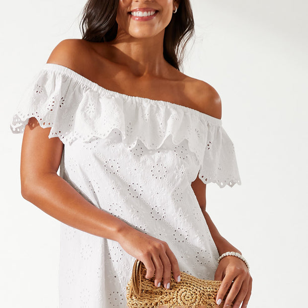 Tommy Bahama Harbour Eyelet Off-the-Shoulder Dress SS500354 White